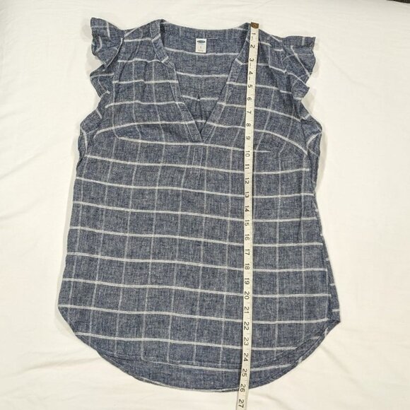 Old Navy Linen Blend Ruffle Sleeve Split Neck Top, Size Small - Picture 4 of 6